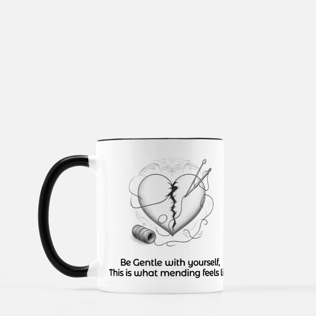 Mending a Broken Heart Mug 11 oz. (Black + White)