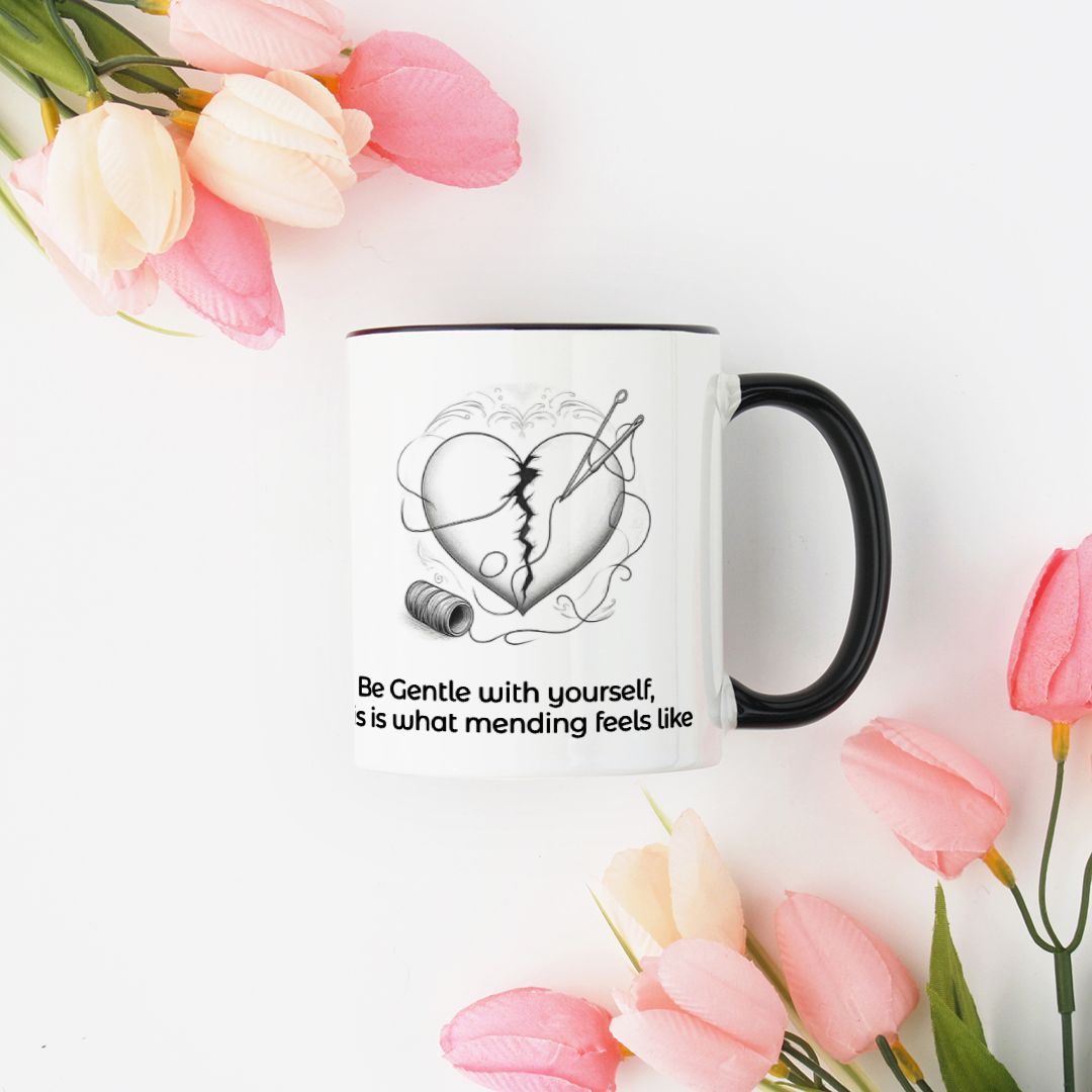 Mending a Broken Heart Mug 11 oz. (Black + White)